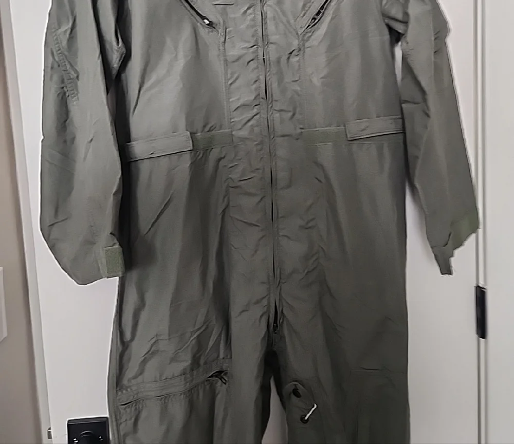 Mens' Military OD Green Coverall Flight Jumpsuit Fire Resistant Size 46R *New*